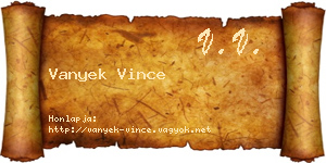 Vanyek Vince névjegykártya